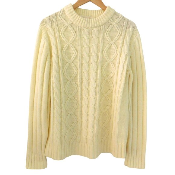 Vintage Kings Road Sweater Mens Beige Cable Knit Fishermen Pullover Size Medium - Picture 1 of 5